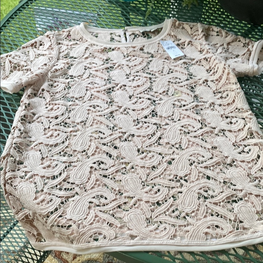 NWT LOFT Vintage look Cream Lace Blouse size small BOHO Shabby Chic Barbiecore
